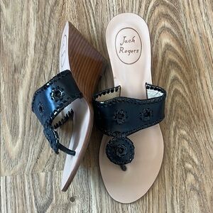 Jack Rogers Black Wedge Sandals